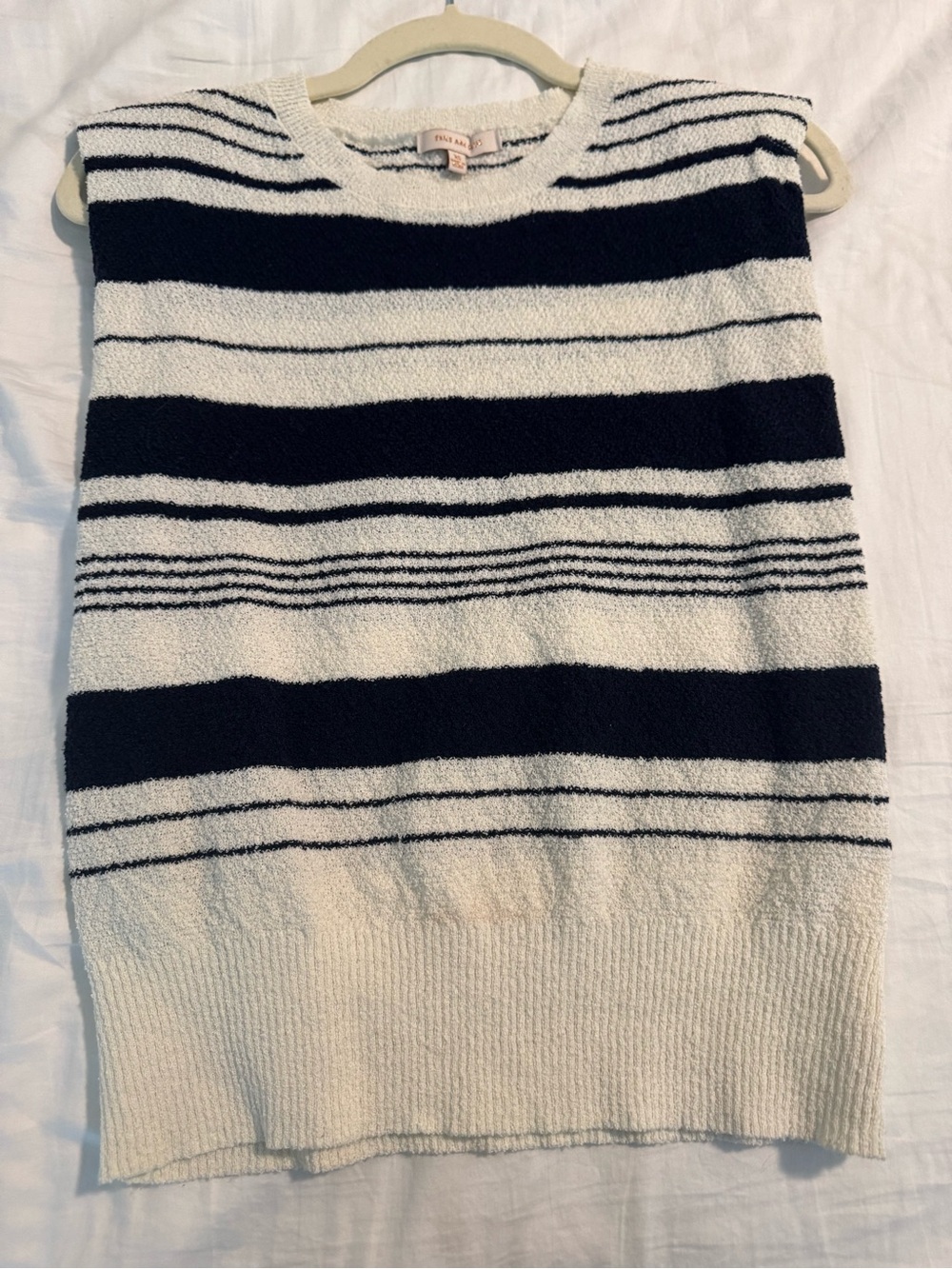 Striped Knit Sleeveless Top in Navy & White